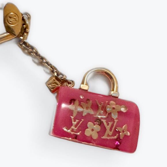 Louis Vuitton Bag Charm Pink Gold Pomme D’Amour Inclusion Speedy Keychain Auth - Picture 11 of 16